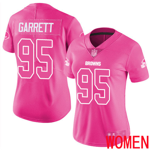 Cleveland Browns Myles Garrett Women Pink Limited Jersey 95 NFL Football Rush Fashion